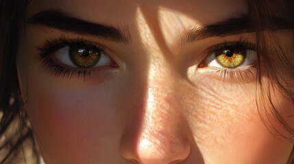 Fototapeta premium Close-Up of Captivating Green Eyes with Shadows