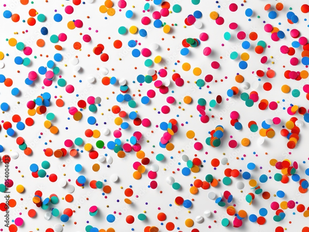 Wall mural colorful image of confetti with a white background. the confetti is scattered all over the image, cr