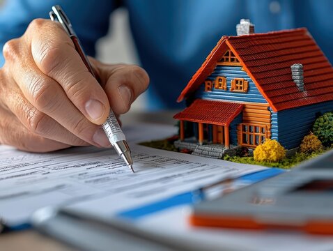 A person filling out a real estate checklist while reviewing a home inspection report