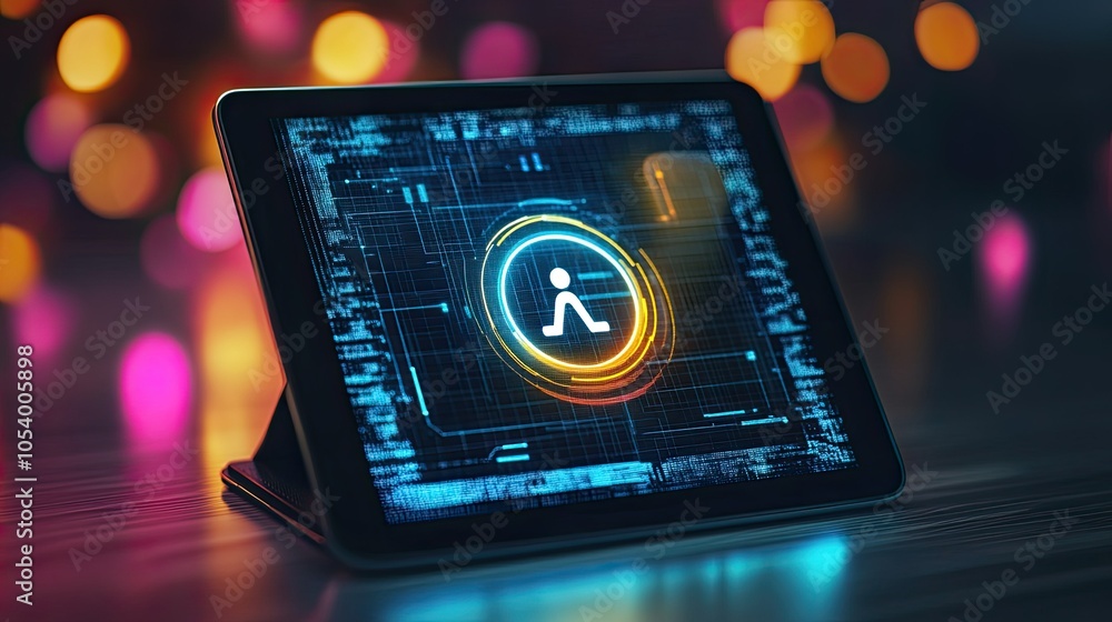 Poster a digital tablet with accessibility options enabled on the screen, symbolizing inclusive technology,
