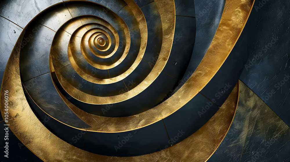 Aufkleber abstract background with a spiral pattern of black and gold.