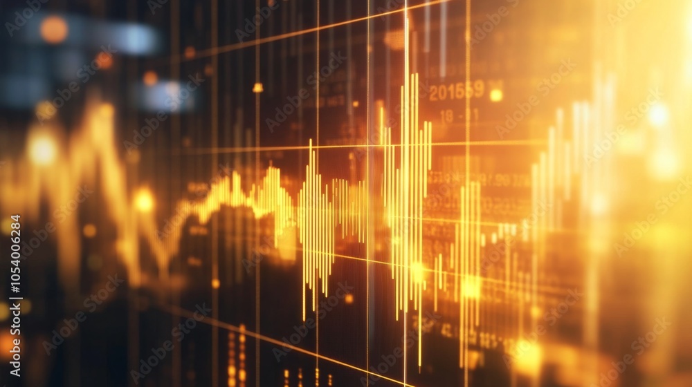 Poster dynamic data visualization with golden light effects