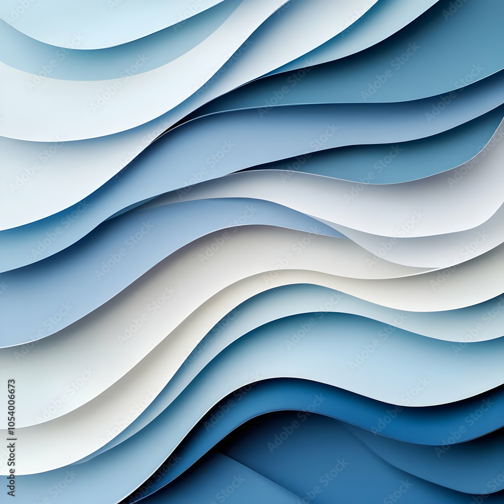Poster abstract background with blue wavy lines in a 3d design.