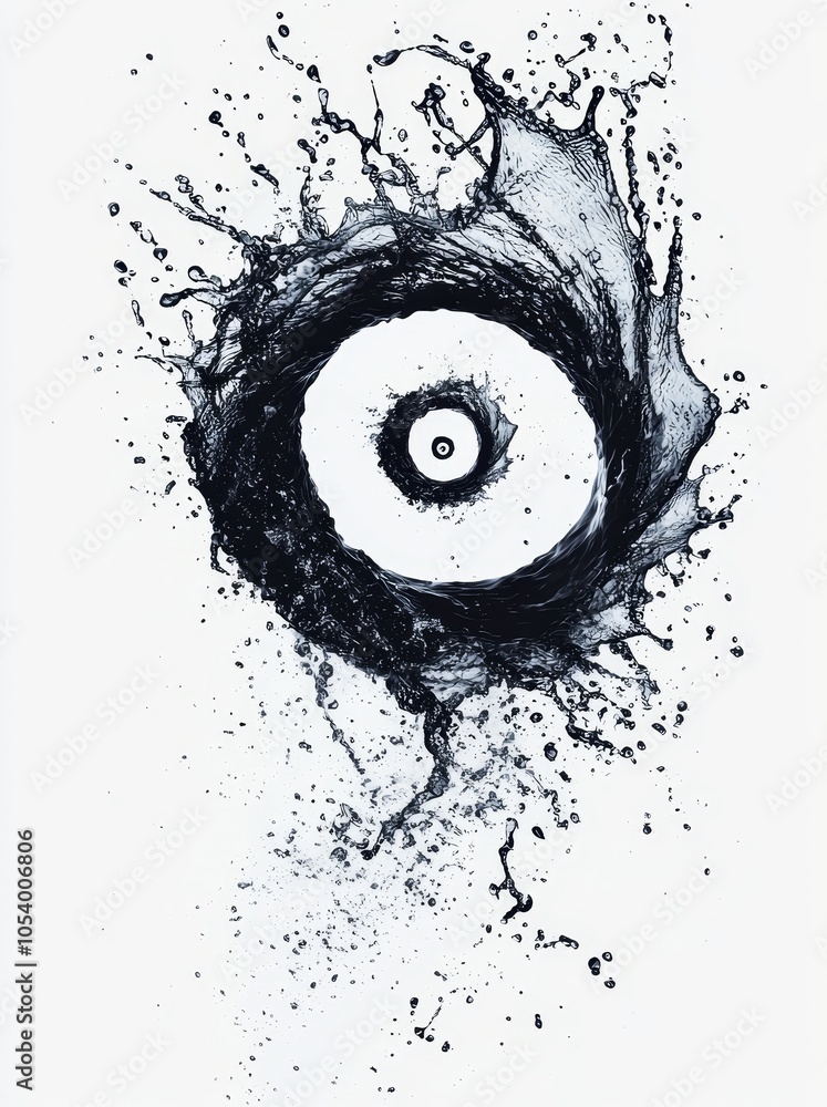 Poster an abstract image of a water splash with a glass, isolated on white