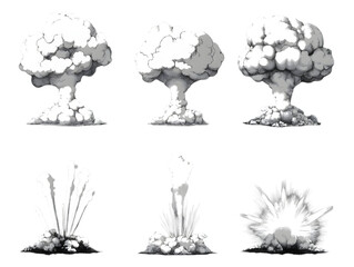 A set of cartoon style explosion illustrations, perfect for adding a dramatic effect to your projects.