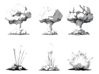 A set of cartoon style explosion illustrations, perfect for adding a dramatic effect to your projects.