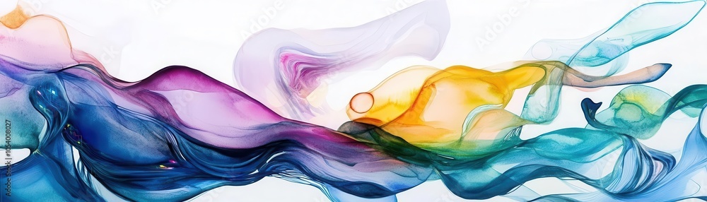 Poster a vibrant abstract design featuring fluid waves of color blending together, creating a sense of move