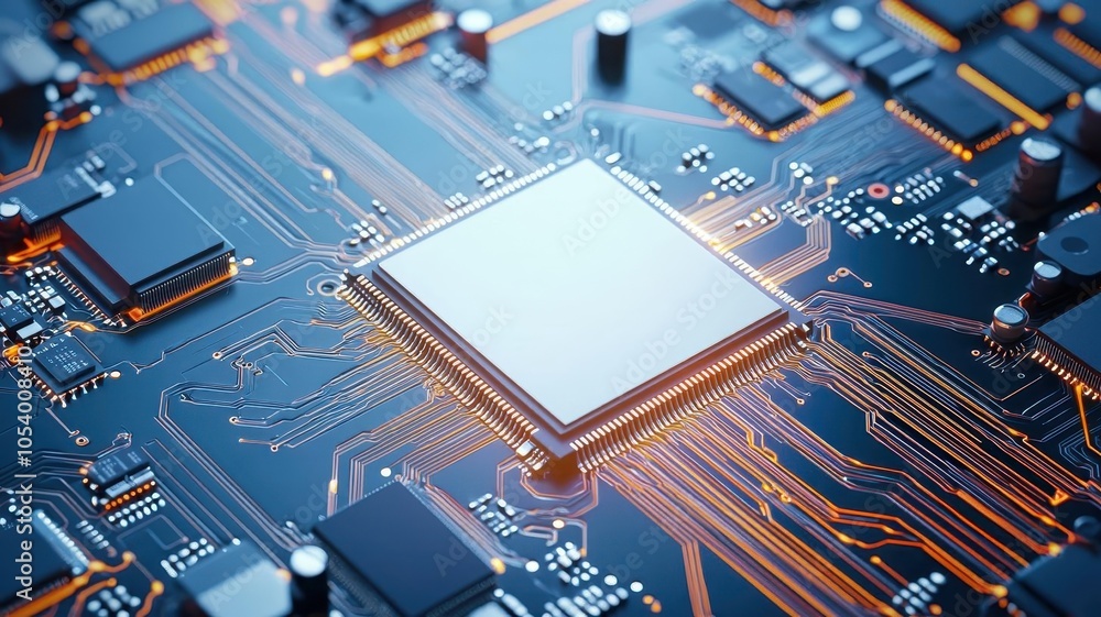 Aufkleber a close-up view of a microprocessor on a circuit board, showcasing intricate circuits and electronic