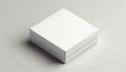 Fototapeta premium A closed white square box on a white background.