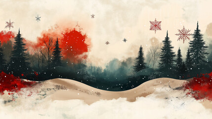 minimalist Christmas abstract background inspired by Nordic design