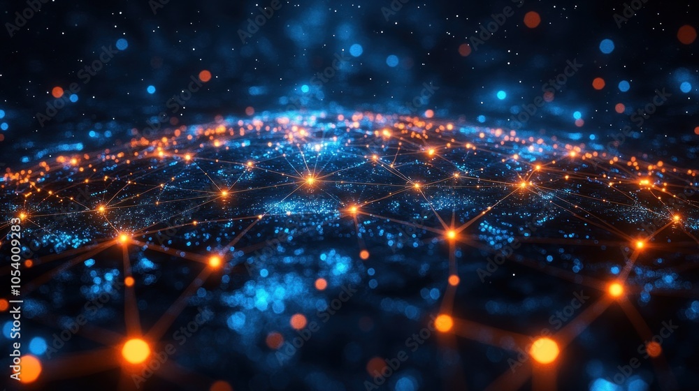 Aufkleber abstract digital network visualization with glowing connections.