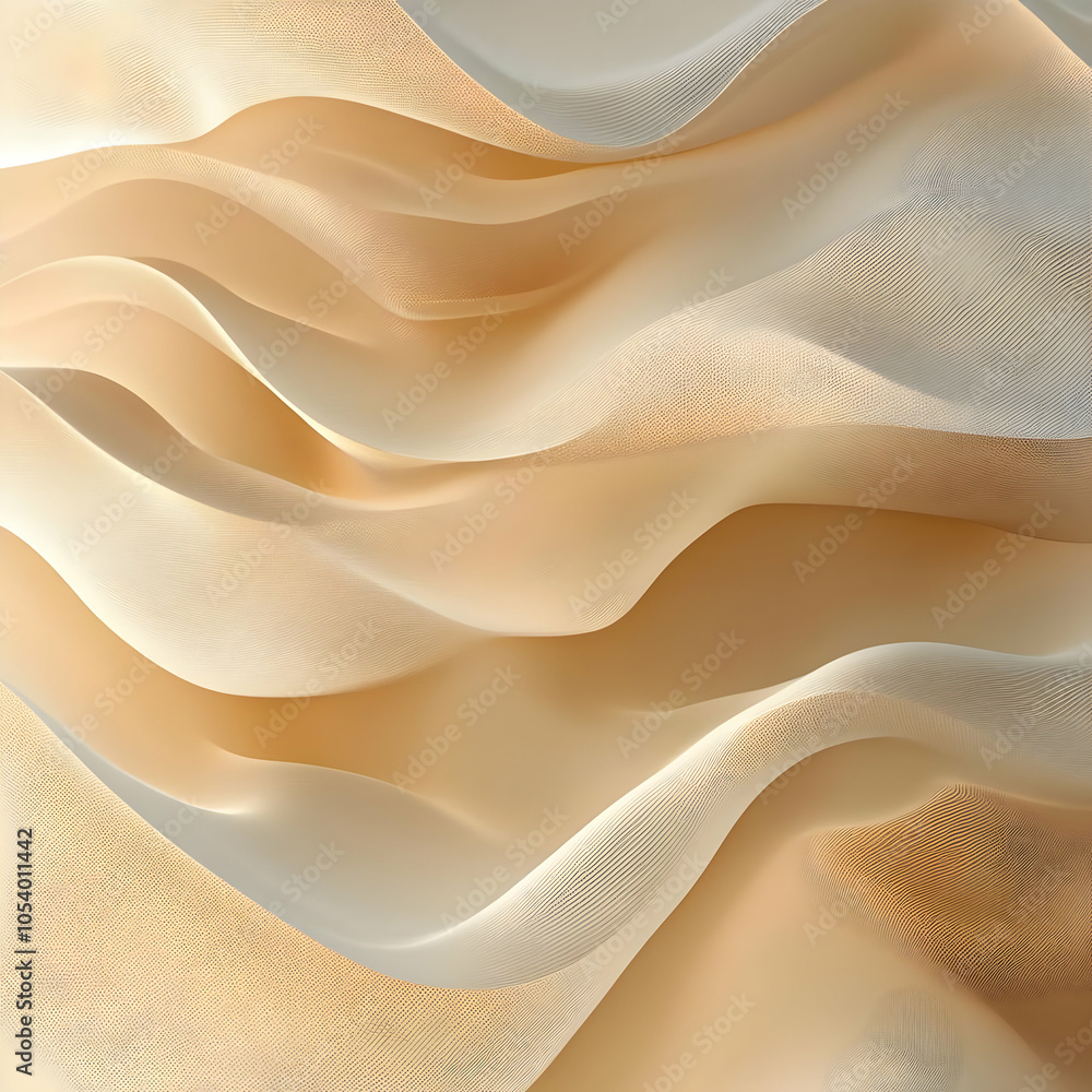 Poster abstract beige and light brown fabric texture with wavy patterns.