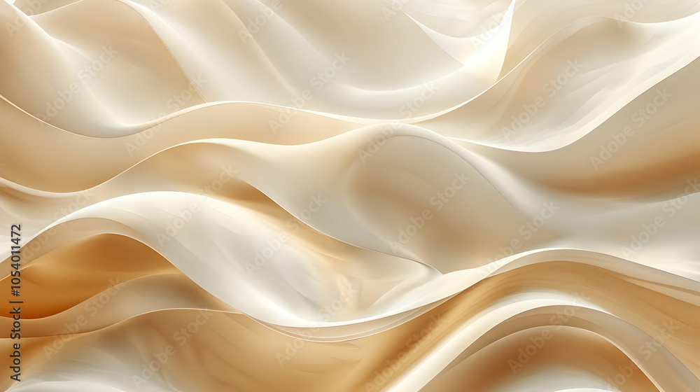 Poster abstract beige and white wavy background with soft and smooth shapes.
