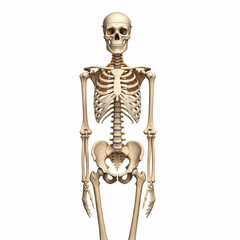 human skeleton anatomical model render isolated white background - 3d illustration, medical science  human body part, anatomy,  bones