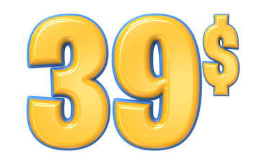 Number Percent Blue With Yellow 3D Render