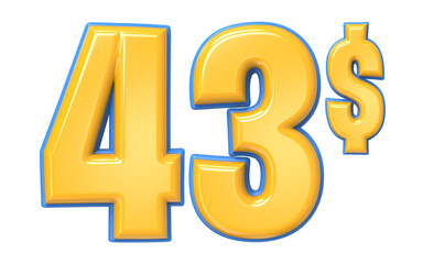 Number Percent Blue With Yellow 3D Render