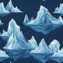 iceberg in polar regions, seamless iceberg on navy blue background illustration