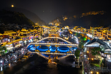 Chinese tourist attraction destination - Feng Huang Ancient Town (Phoenix Ancient Town) on Tuo...