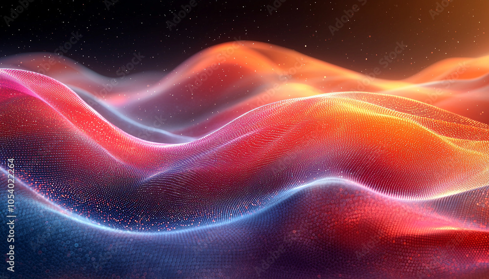 Wall mural glowing wave pattern in futuristic space backdrop illustration generated by ai