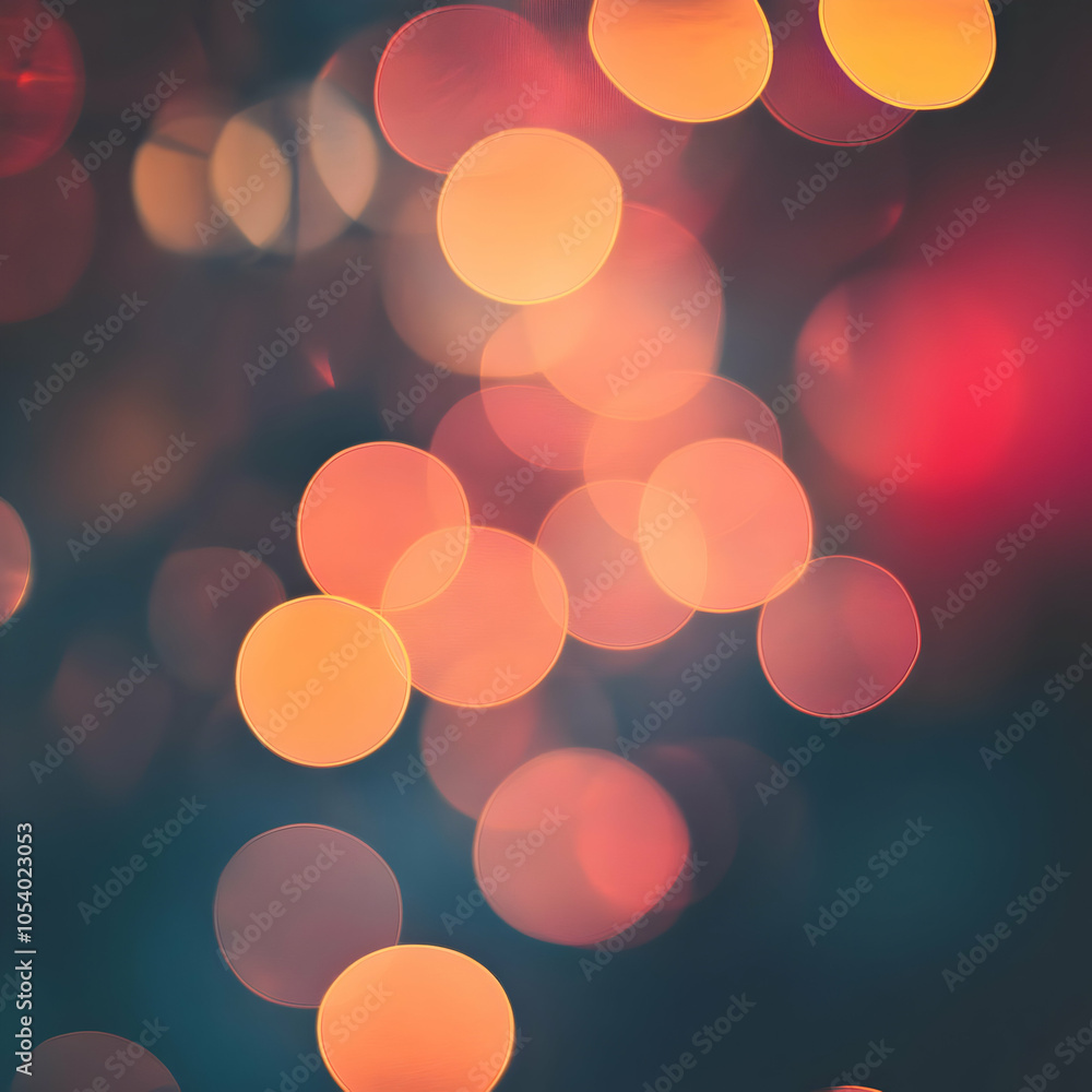 Poster Abstract blurred lights with a soft focus creating a colorful bokeh effect.