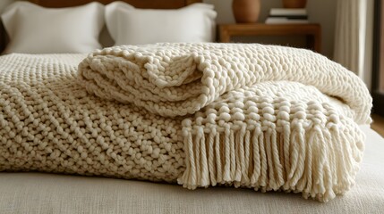 Cozy Textured Blankets on a Bed for Home Decor