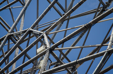 Fototapeta premium Connections and welding of beams and pipes of metal construction