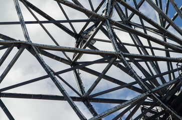 Fototapeta premium Connections and welding of beams and pipes of metal construction