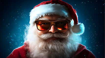 Weihnachtsmann mit stylischer Sonnenbrille im Weltraum-Look