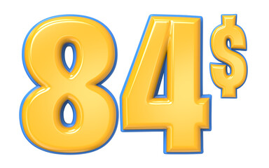 Blue And Yellow Number 3D Render