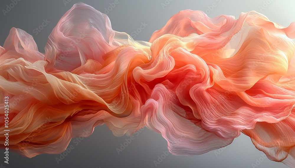 Poster smooth pink curve flowing in futuristic fractal shape generated by ai