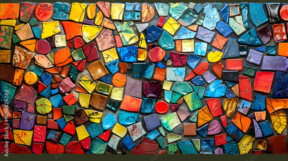 Aufkleber abstract colorful mosaic pattern with various shapes and sizes of tiles.