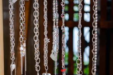 Pendants and necklaces made of natural and mineral stones