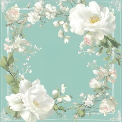 White roses on a teal background