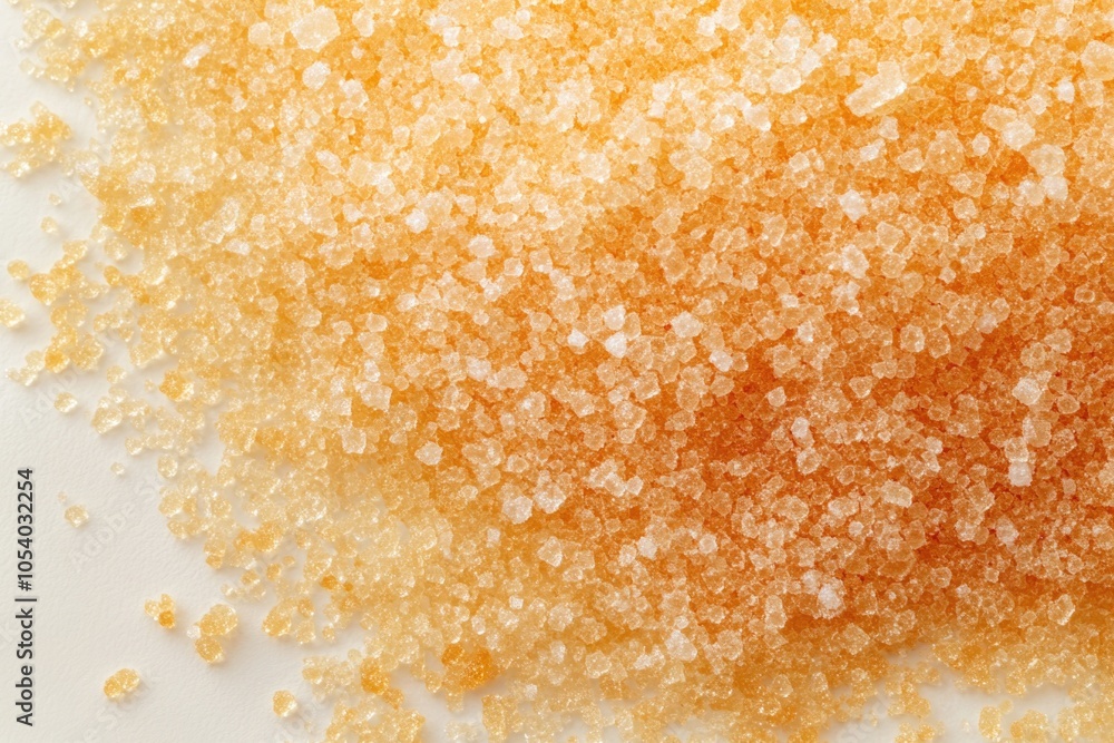 Poster mound of sugar with a yellowish hue. the sugar is spread out and piled up, creating a visually appea