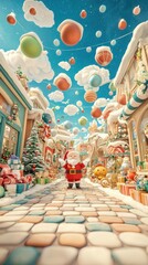 Fototapeta premium Santa s magical workshop with enchanted toys coming to life, whimsical fairy tale atmosphere, 3D illustration