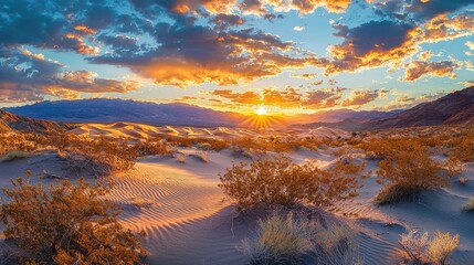 Naklejka premium Serene Desert Landscape at Sunset