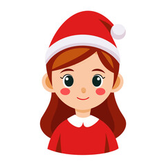 Beautiful High quality Christmas girl silhouette vector illustration with a red cap isolated on a transparent background