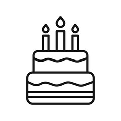 Birthday cake icon outline collection or set in black and white