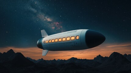 Naklejka premium Futuristic Spaceship with Large Windows and Rounded Edges