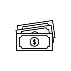 Cash icon outline collection or set in black and white