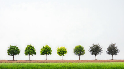 Obraz premium Row of trees showcasing seasonal color changes