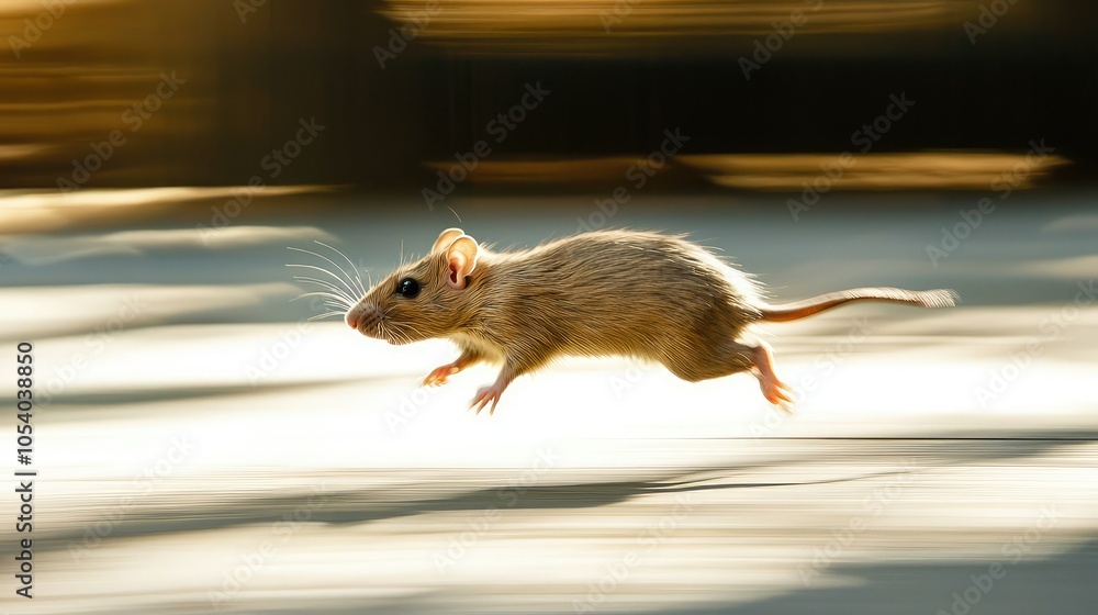 Poster dynamic shot of a rat darting across the floor