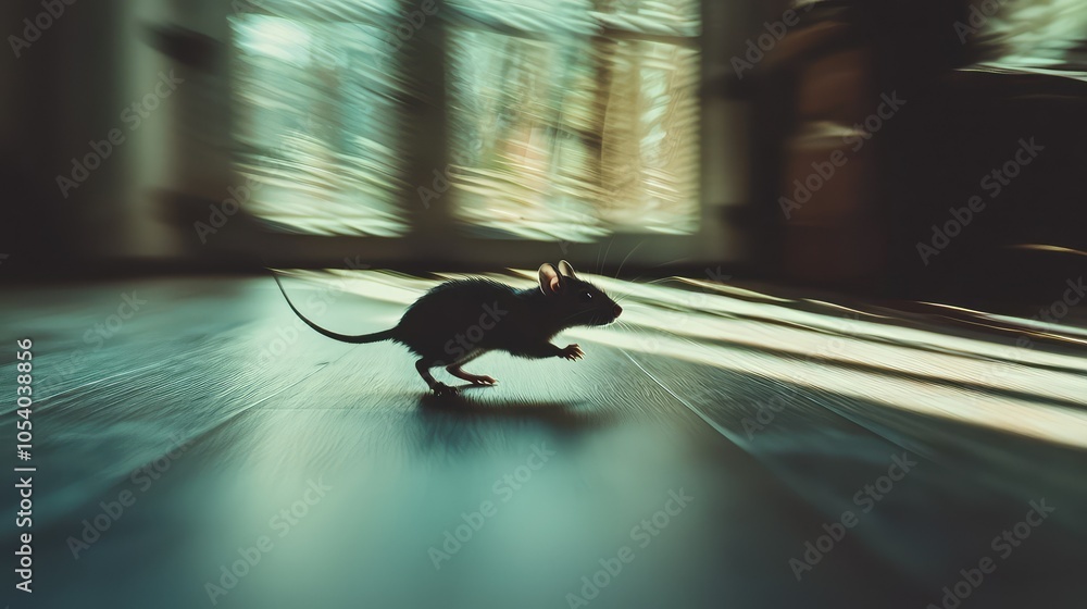 Poster dynamic rat darting across the floor