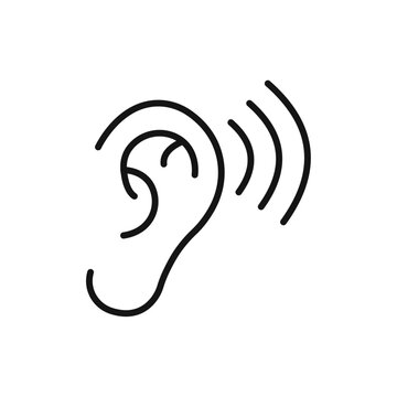 recommend clip art: Listening icon outline collection or set in black and white