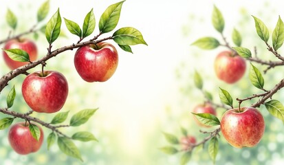 Obraz premium Harvest, background of ripe apples on branches
