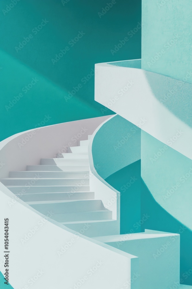 Aufkleber spiral staircase is shown in a blue and white color scheme. the staircase is the main focus of the i