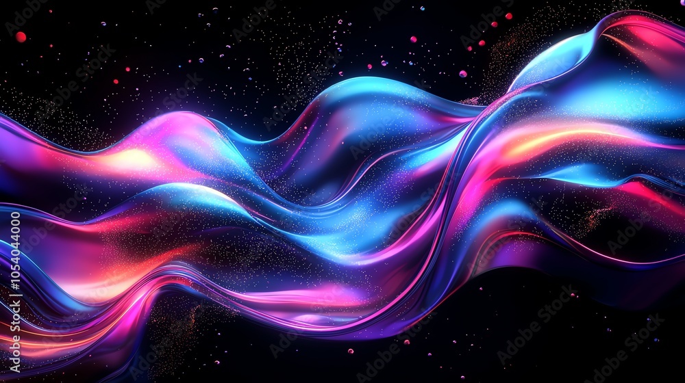 Poster dynamic data flow in etl process, neon particle effect, black gradient background, digital scifi art