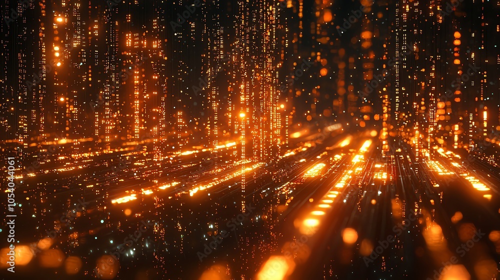 Poster dynamic data flow in etl process, neon particle effect, black gradient background, digital scifi art