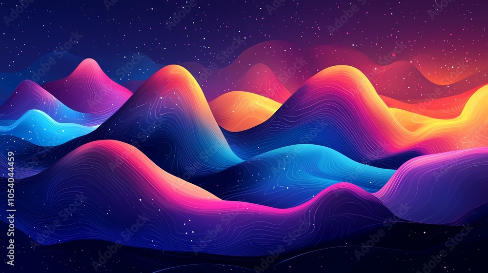 Poster etl process illustrated as an abstract journey, shapes changing colors and forms, darktolight gradie