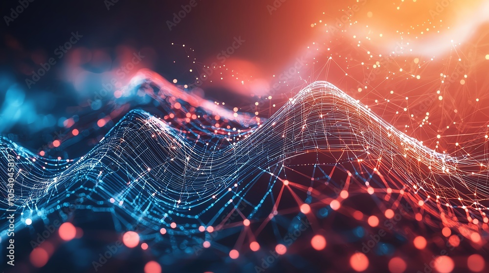 Poster visualization of etl data transformation, smooth curves and geometric shapes, tech modern theme, gra